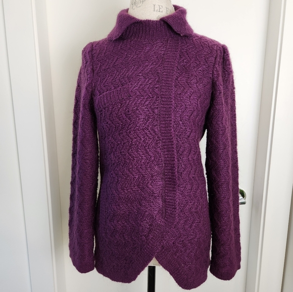 60s Purple RBK Importers CardiganSweater Coat Kimlon - Picture 1 of 14
